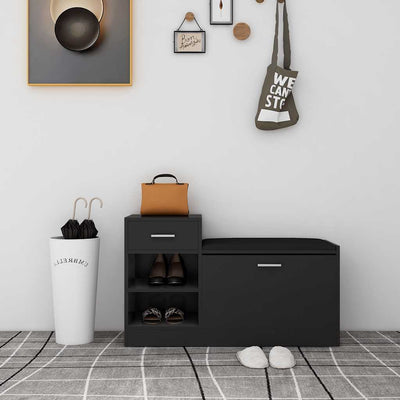 Canapé à chaussures Vidaxl 94.5x31x57 cm Bois transformé noir