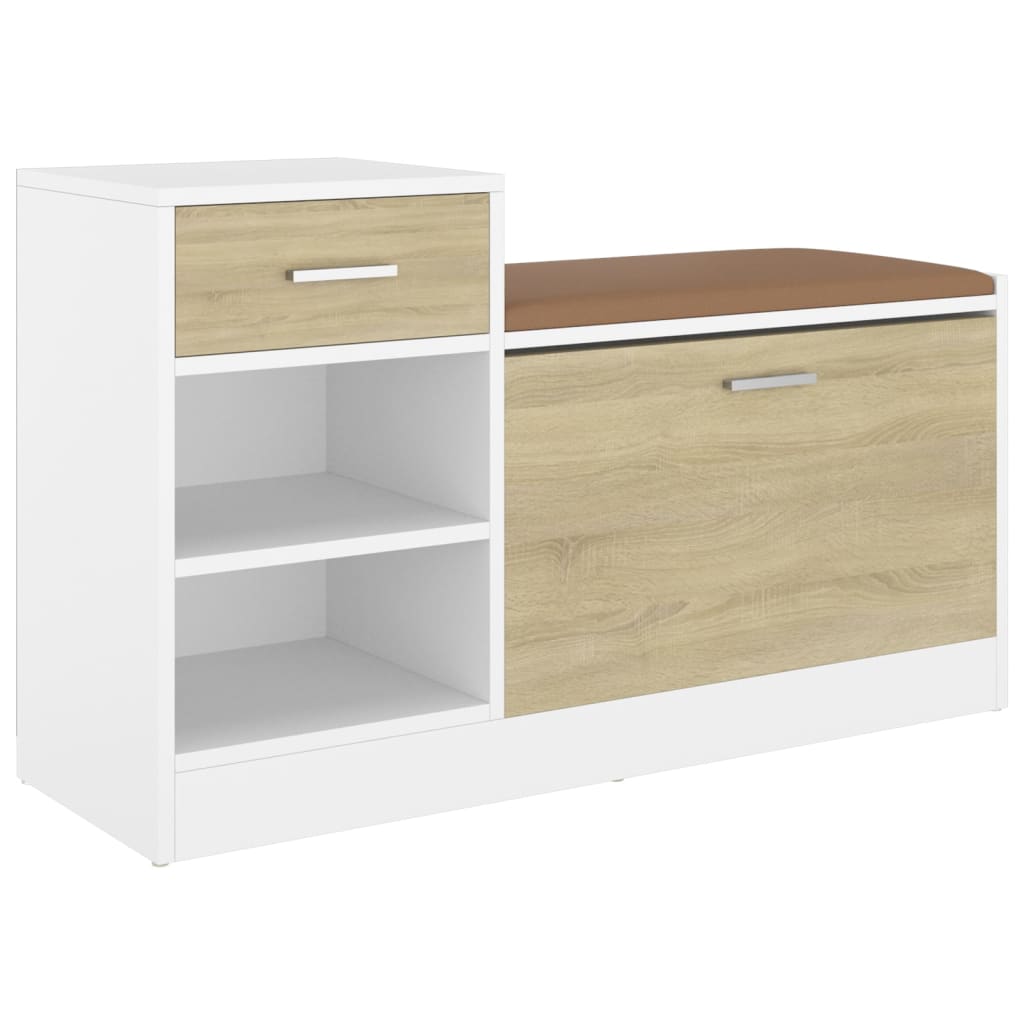 Canapé de chaussure Vidaxl 94,5x31x57 cm en bois blanc sonoma chêne coloré