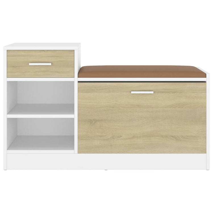 Canapé de chaussure Vidaxl 94,5x31x57 cm en bois blanc sonoma chêne coloré