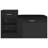 Canapé de chaussure Vidaxl 94.5x31x57 cm en bois de bois haut brillant noir - afbeelding 3