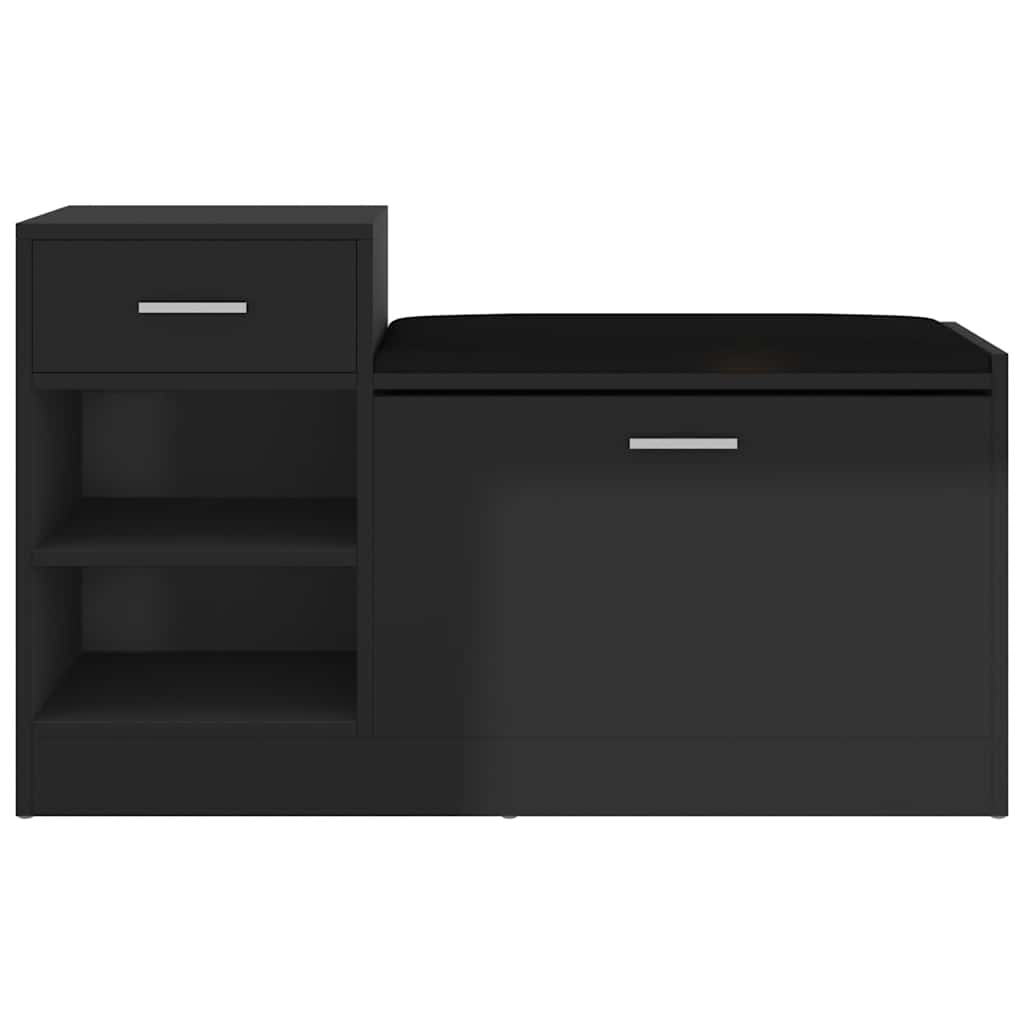 Canapé de chaussure Vidaxl 94.5x31x57 cm en bois de bois haut brillant noir