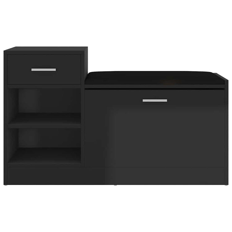 Canapé de chaussure Vidaxl 94.5x31x57 cm en bois de bois haut brillant noir