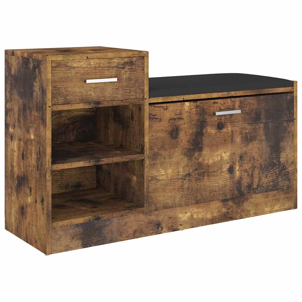 Canapé de chaussure Vidaxl 94.5x31x57 cm en bois transformé en chêne fumé coloré
