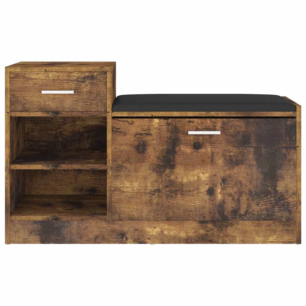 Canapé de chaussure Vidaxl 94.5x31x57 cm en bois transformé en chêne fumé coloré