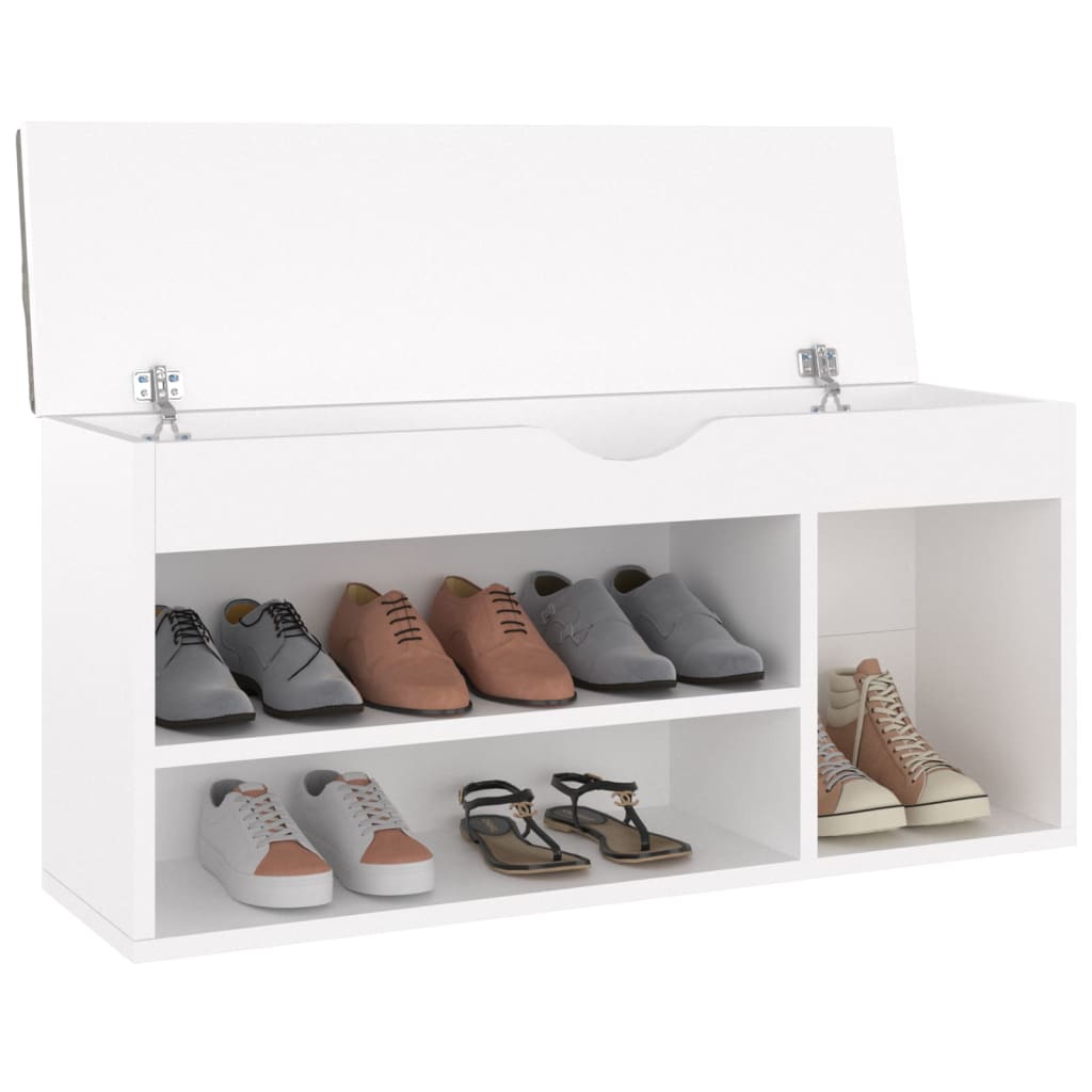 Banc de chaussures Vidaxl avec coussin 104x30x49 cm Bois de bois de propriété