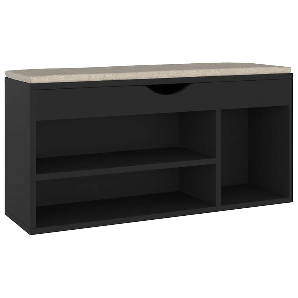Banc de chaussures Vidaxl avec coussin 104x30x49 cm Bois de bois de propriété