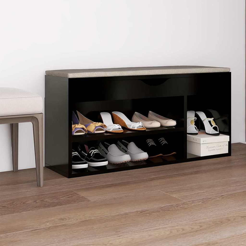 Banc de chaussures Vidaxl avec coussin 104x30x49 cm Bois de bois de propriété