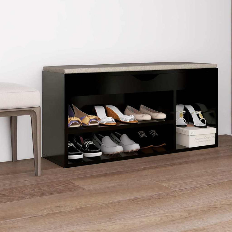 Banc de chaussures Vidaxl avec coussin 104x30x49 cm Bois de bois de propriété