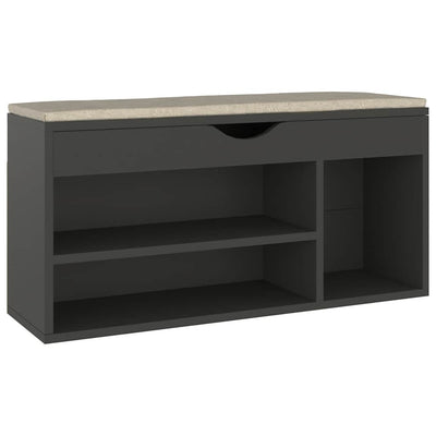 Canapé à chaussures Vidaxl avec coussin 104x30x49 cm en bois de bois gris