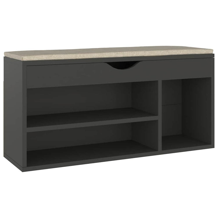 Canapé à chaussures Vidaxl avec coussin 104x30x49 cm en bois de bois gris