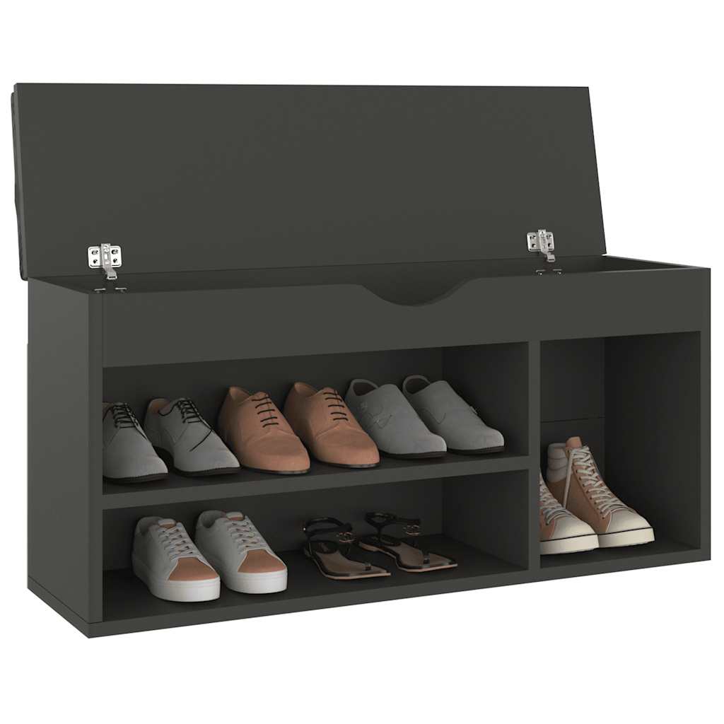Canapé à chaussures Vidaxl avec coussin 104x30x49 cm en bois de bois gris