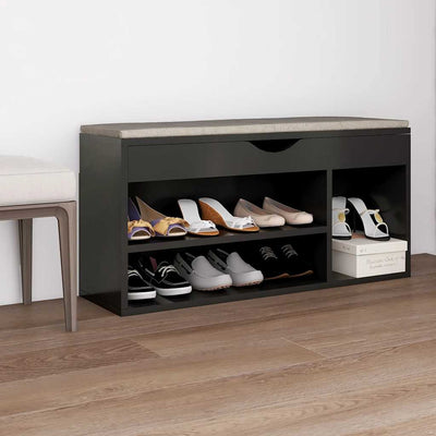 Canapé à chaussures Vidaxl avec coussin 104x30x49 cm en bois de bois gris