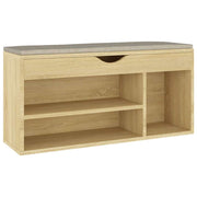 Banc de chaussures vidaxl avec coussin 104x30x49 cm en bois de bois de bois de bois sonoma - afbeelding 2