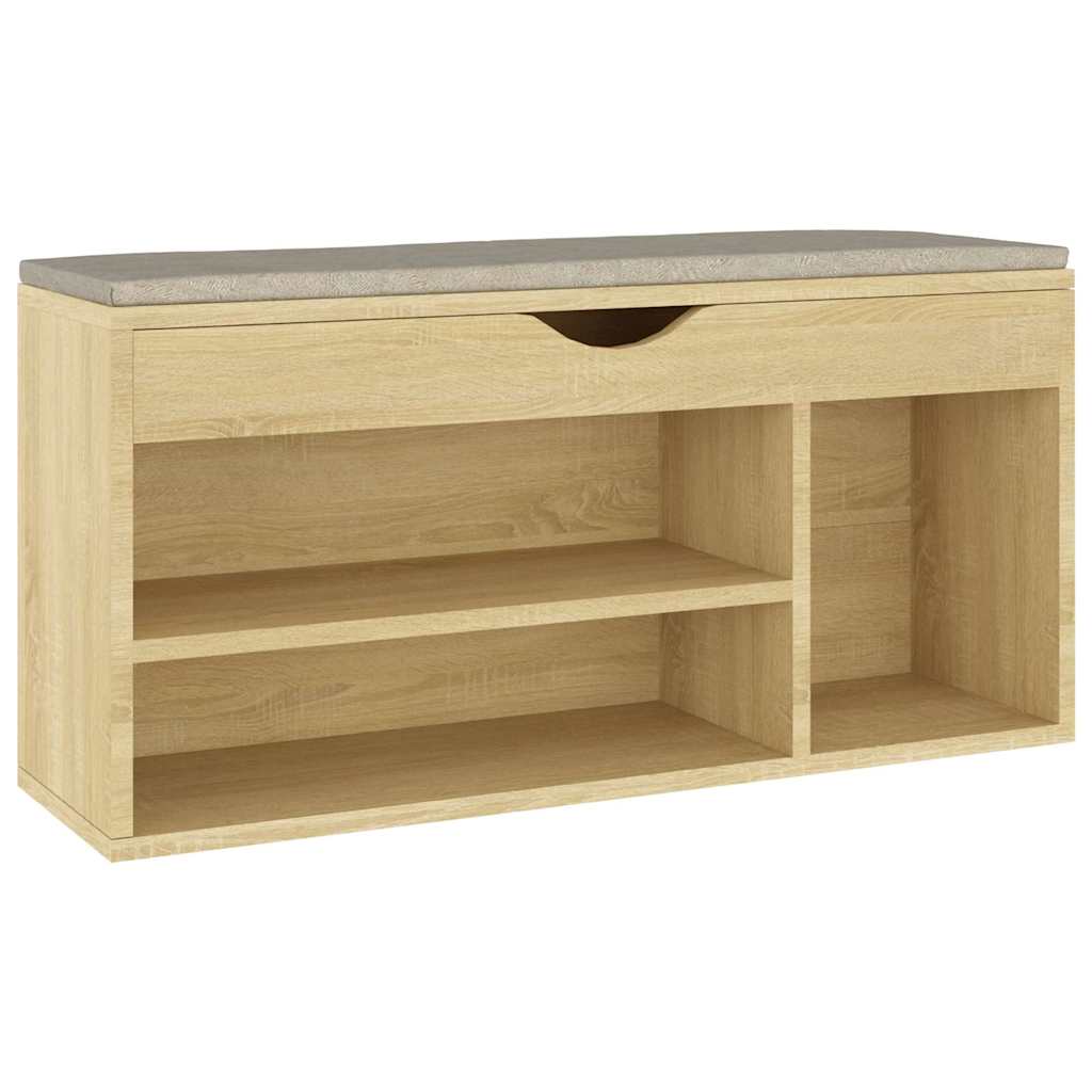Banc de chaussures vidaxl avec coussin 104x30x49 cm en bois de bois de bois de bois sonoma