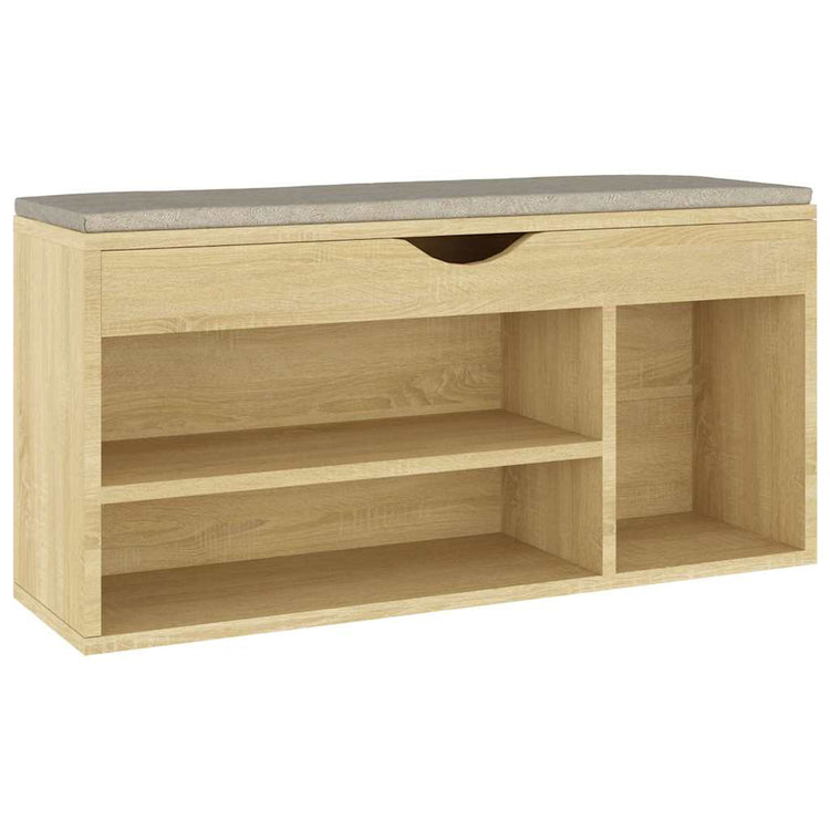 Banc de chaussures vidaxl avec coussin 104x30x49 cm en bois de bois de bois de bois sonoma