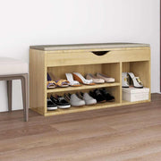 Banc de chaussures vidaxl avec coussin 104x30x49 cm en bois de bois de bois de bois sonoma - afbeelding 1