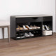 Banc de chaussures vidaxl avec coussin 104x30x49 cm en bois haut brillant noir