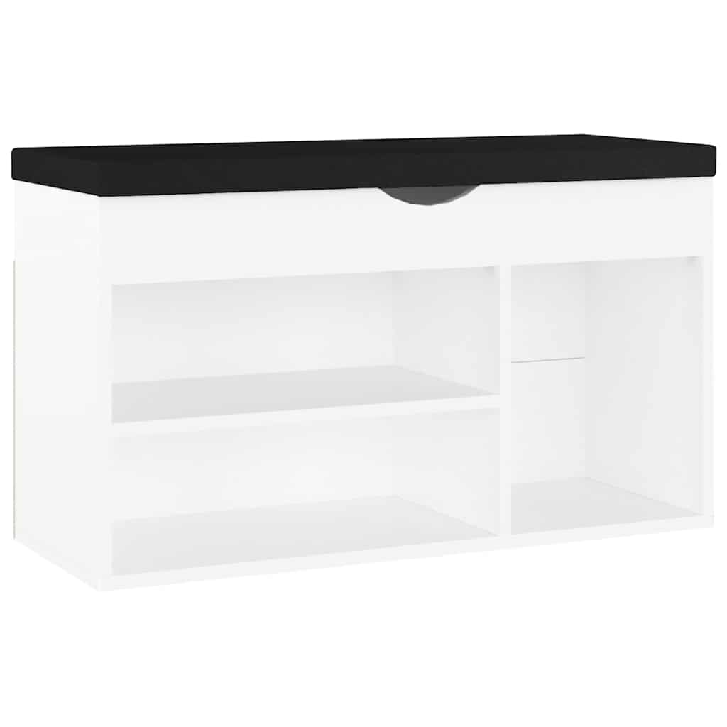 Banc de chaussures Vidaxl avec coussin 80x30x47 cm Bois blanc