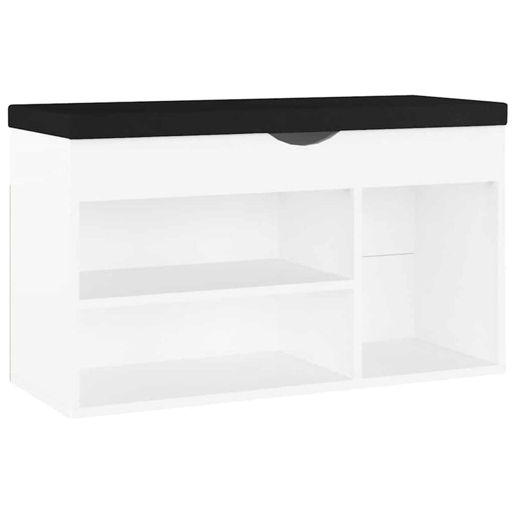 Banc de chaussures Vidaxl avec coussin 80x30x47 cm Bois blanc