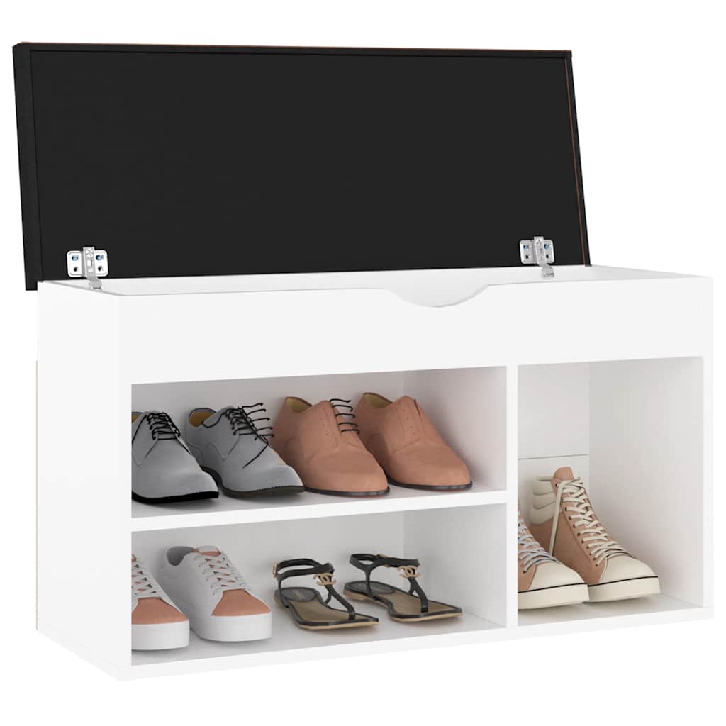 Banc de chaussures Vidaxl avec coussin 80x30x47 cm Bois blanc