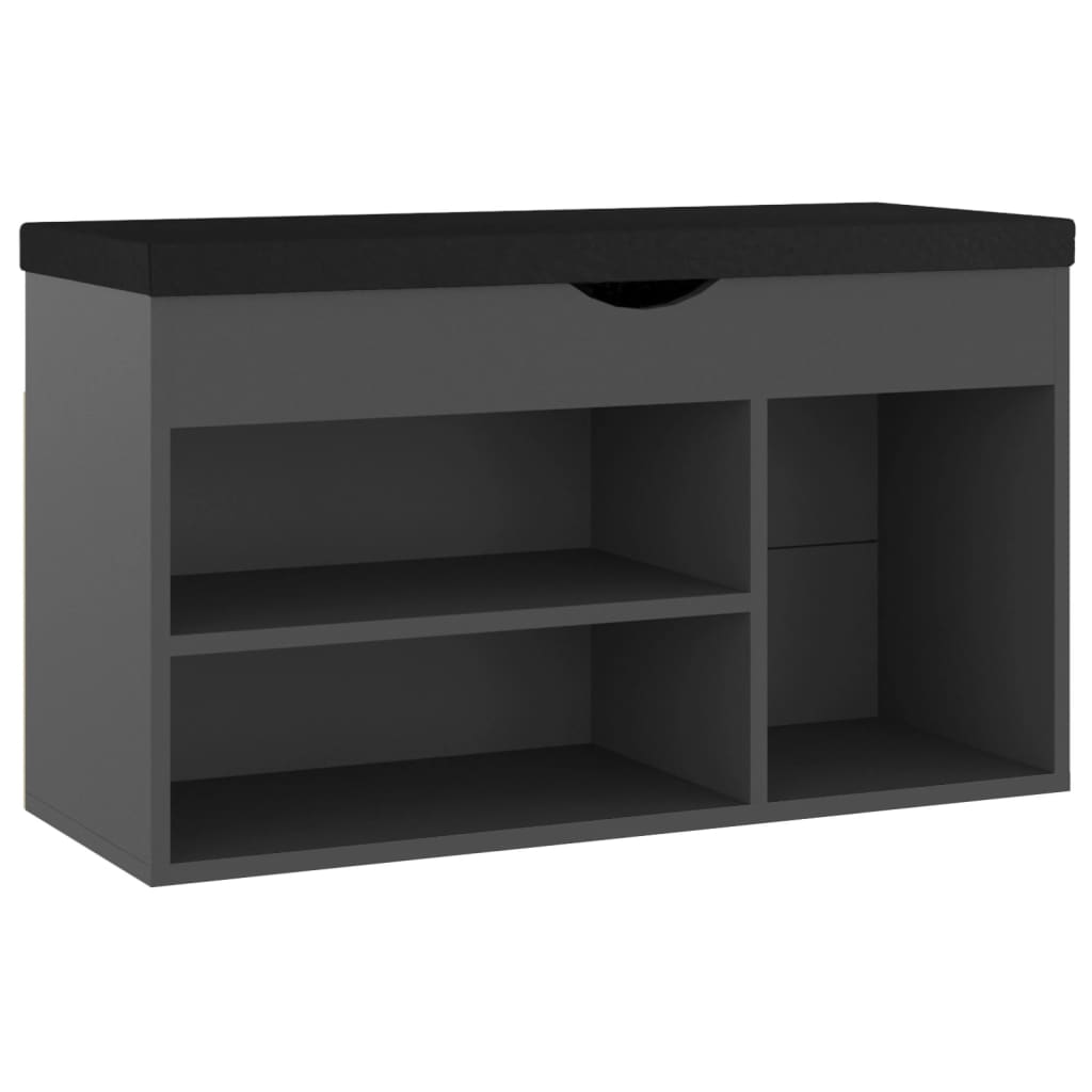 Canapé de chaussure Vidaxl avec coussin 80x30x47 cm en bois de bois gris