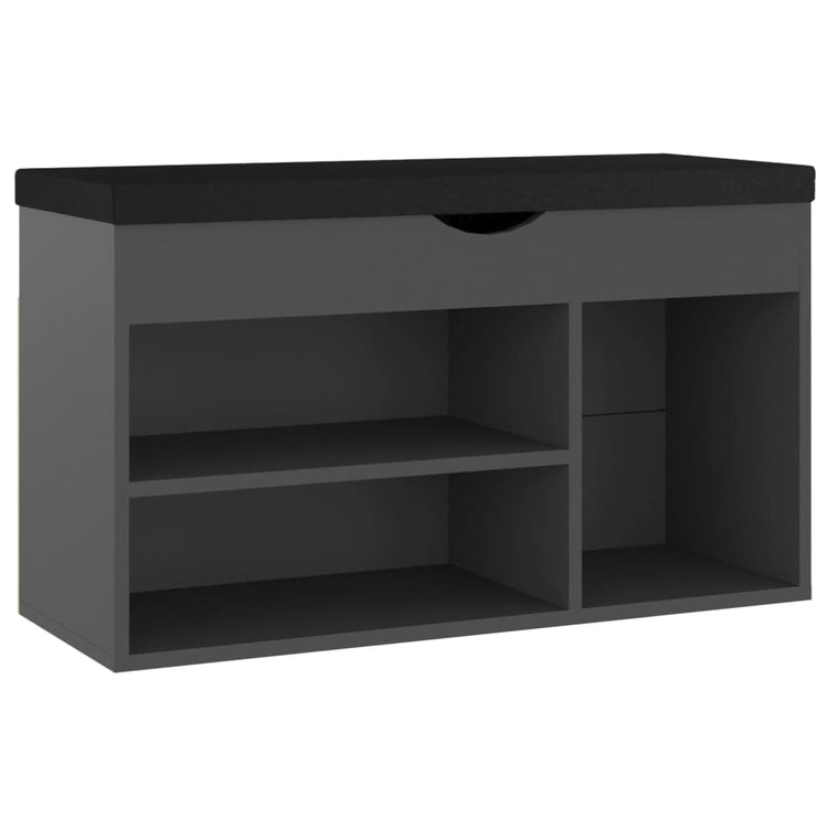 Canapé de chaussure Vidaxl avec coussin 80x30x47 cm en bois de bois gris