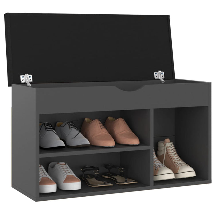Canapé de chaussure Vidaxl avec coussin 80x30x47 cm en bois de bois gris