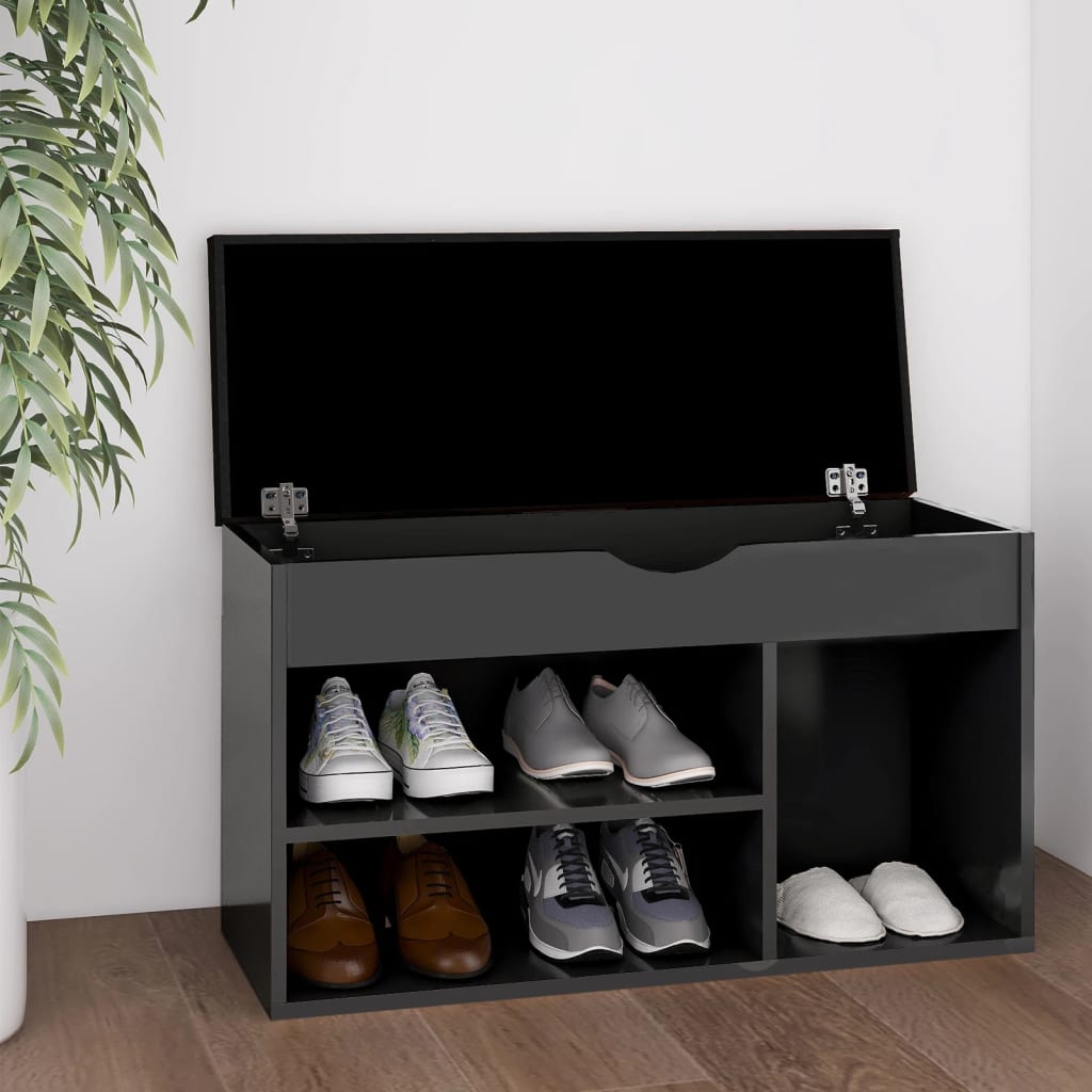 Canapé de chaussure Vidaxl avec coussin 80x30x47 cm en bois de bois gris