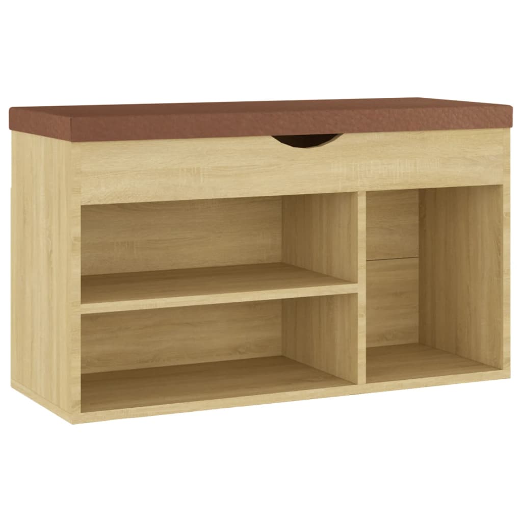 Banc de chaussures Vidaxl avec coussin 80x30x47 cm en bois sonoma en bois sonoma