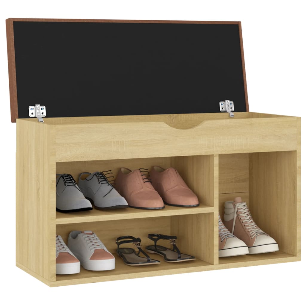 Banc de chaussures Vidaxl avec coussin 80x30x47 cm en bois sonoma en bois sonoma