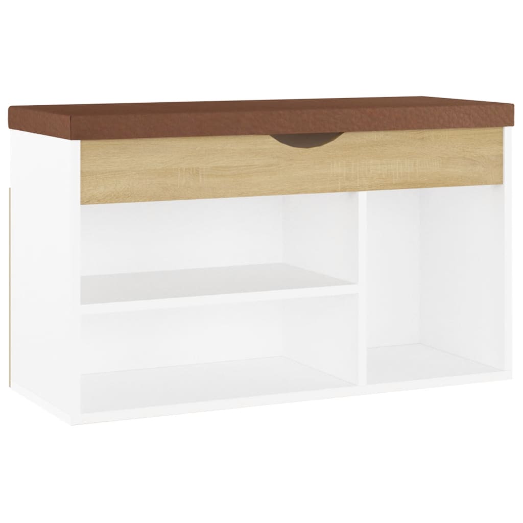Banc de chaussures vidaxl avec coussin 80x30x47 cm en bois blanc sonoma chêne