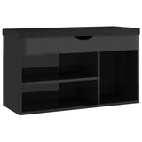 Banc de chaussures vidaxl avec coussin 80x30x47 cm en bois haut brillant noir - afbeelding 2