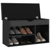 Banc de chaussures vidaxl avec coussin 80x30x47 cm en bois haut brillant noir - afbeelding 3