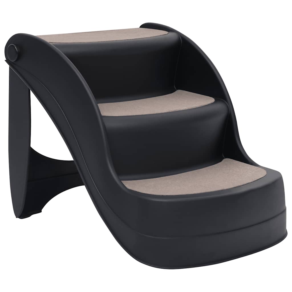 vidaXL 3 marches pliables pour chien noir