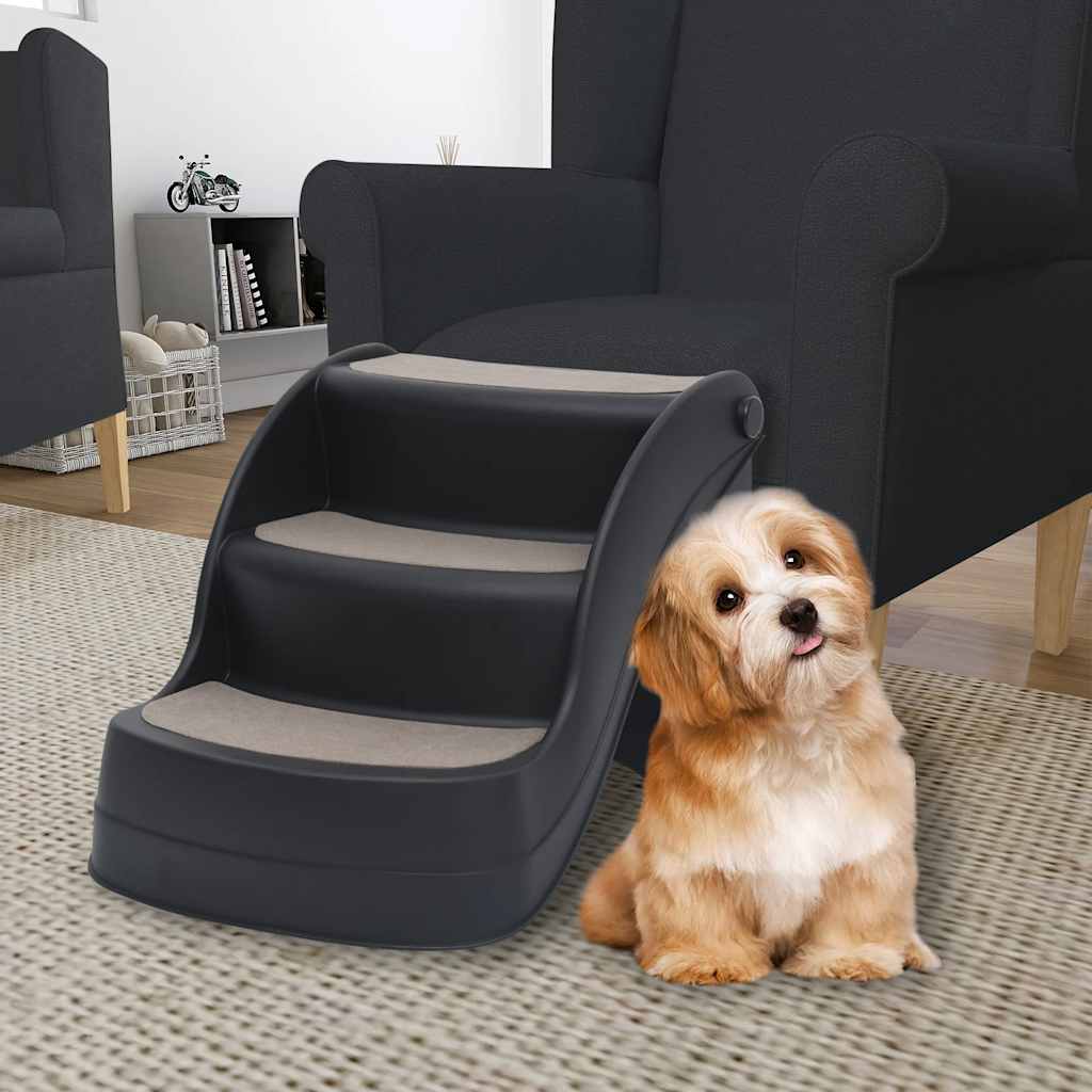 vidaXL 3 marches pliables pour chien noir