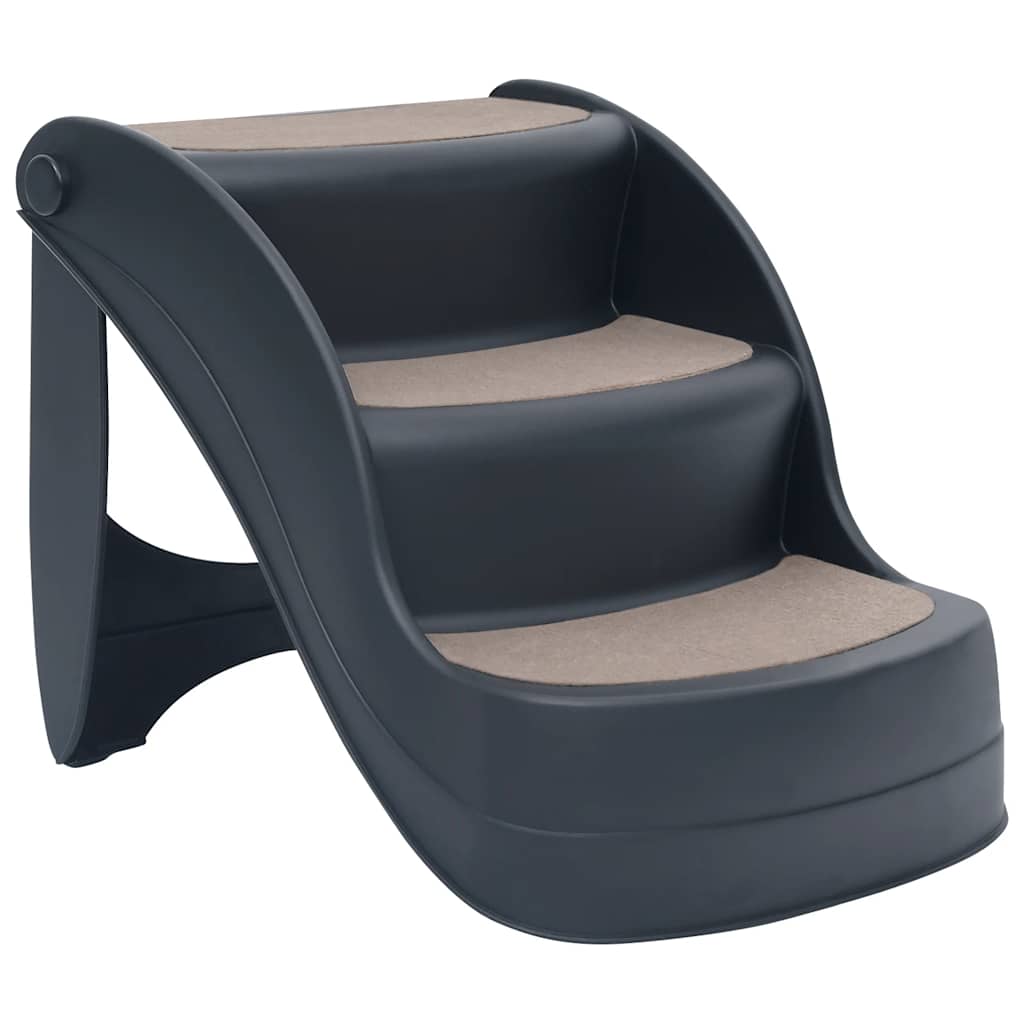 Vidaxl Dog Staircase 3 étapes pliantes gris foncé