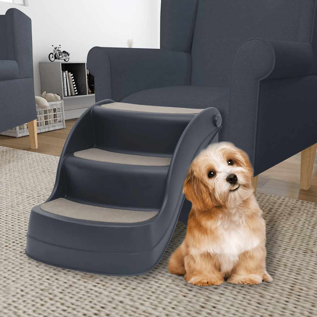 Vidaxl Dog Staircase 3 étapes pliantes gris foncé