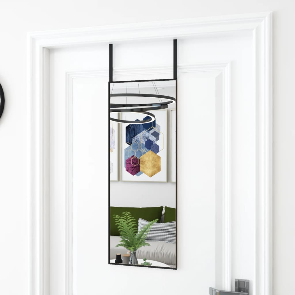 Miroir de porte vidaxl 30x80 cm en verre et en aluminium noir