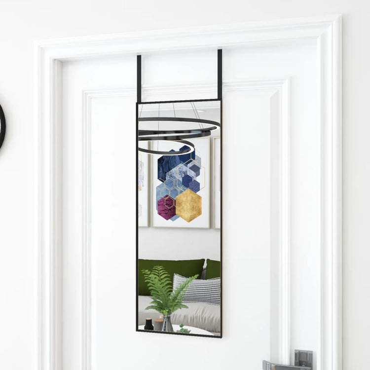Miroir de porte vidaxl 30x80 cm en verre et en aluminium noir