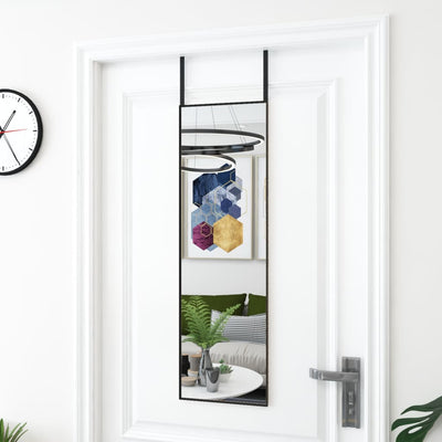 Miroir de porte vidaxl 30x100 cm en verre et en aluminium noir
