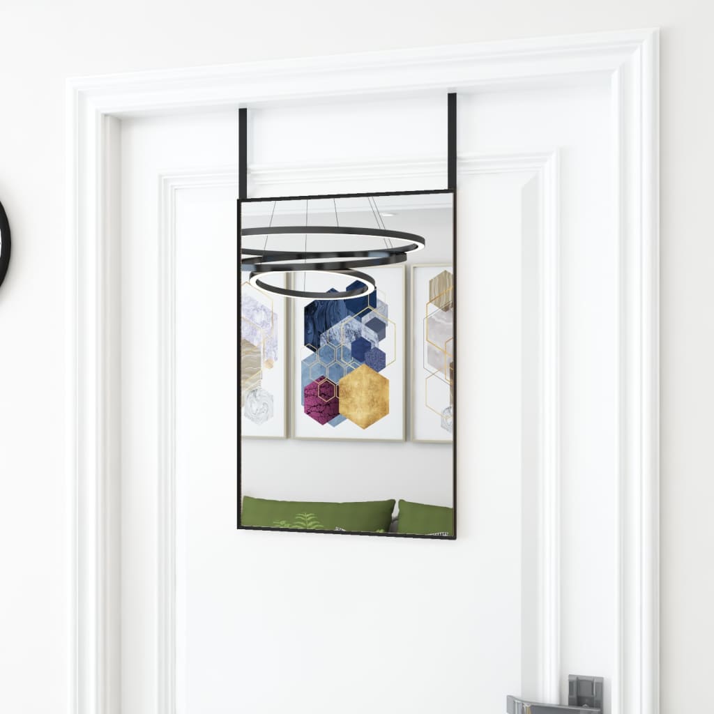 Miroir de porte vidaxl 40x60 cm de verre et d'aluminium noir