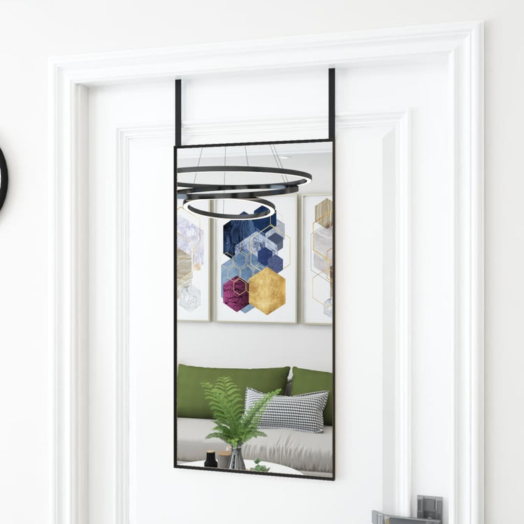Miroir de porte vidaxl 40x80 cm en verre et en aluminium noir