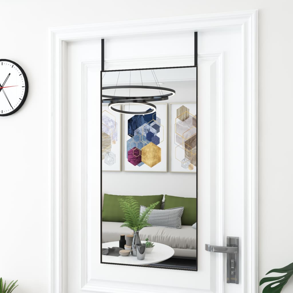 Miroir de porte vidaxl 50x100 cm de verre et d'aluminium noir