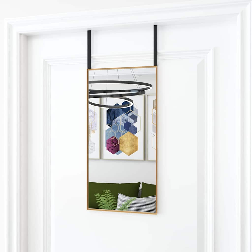 Miroir de porte vidaxl 30x60 cm en verre et en aluminium or de couleur