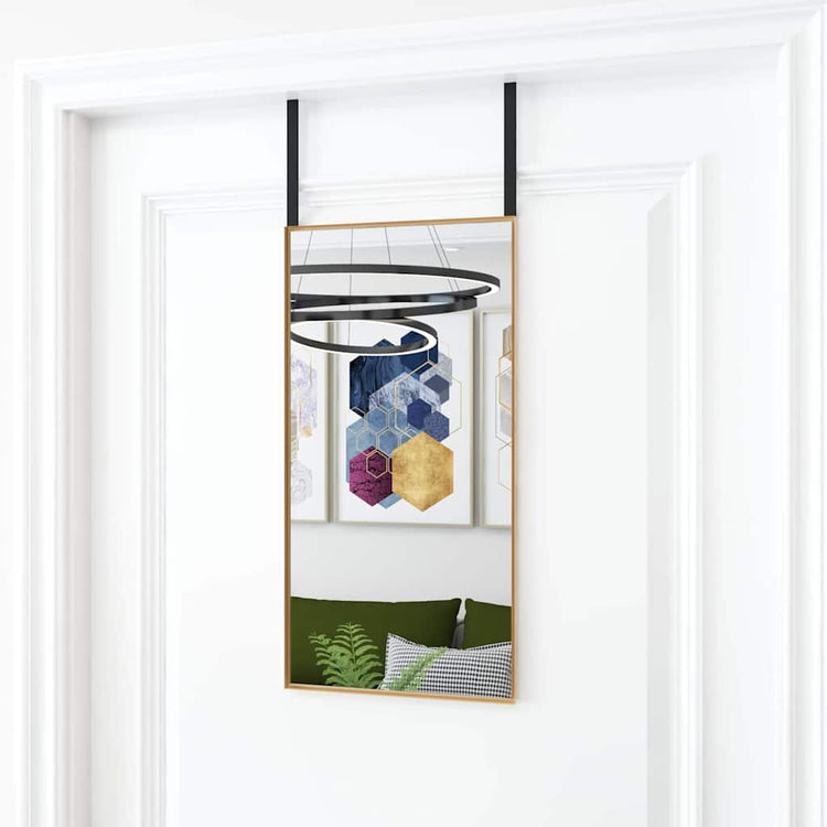 Miroir de porte vidaxl 30x60 cm en verre et en aluminium or de couleur