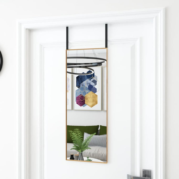 Miroir de porte vidaxl 30x80 cm en verre et en aluminium or de couleur
