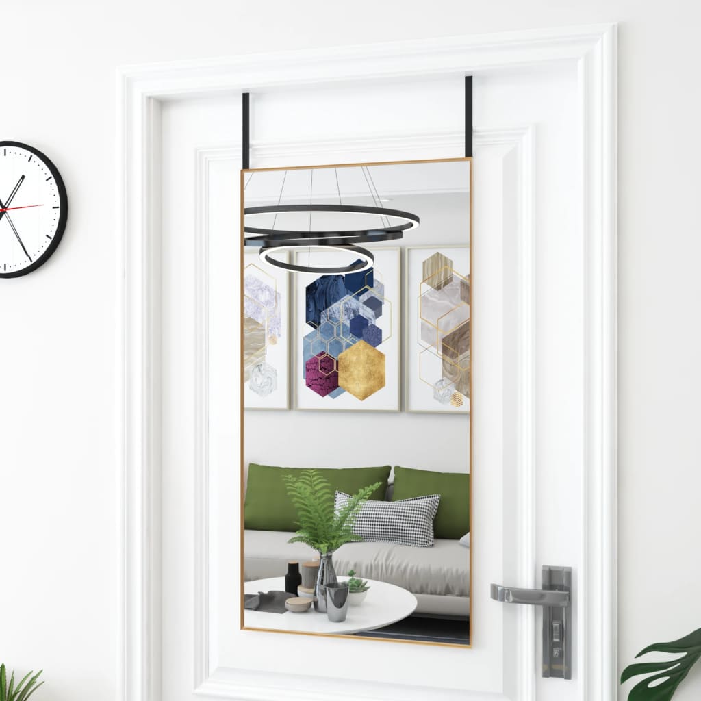 Miroir de porte vidaxl 50x100 cm en verre et en aluminium or de couleur