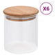 Pots de rangement Vidaxl avec couvercle de bambou 6 st 600 ml de verre
