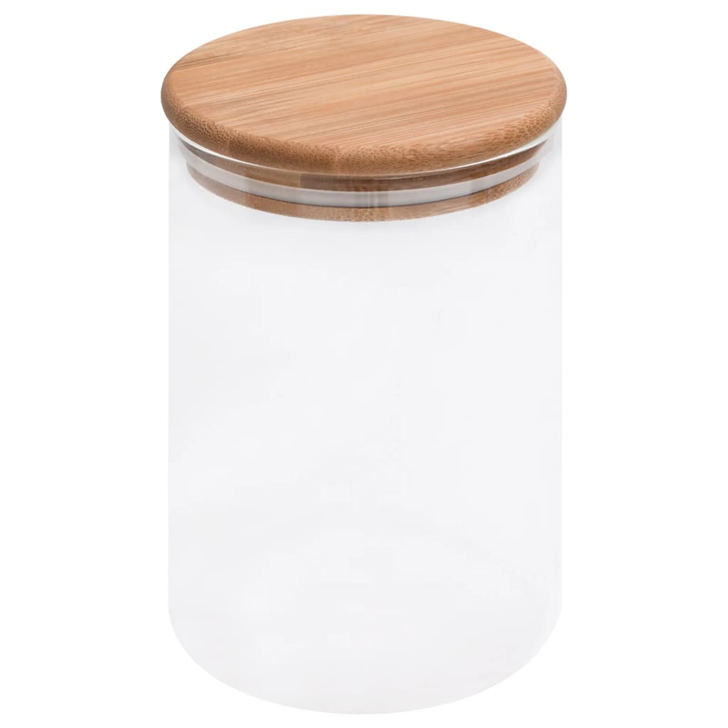 Pots de stockage vidaxl avec couvercles en bambou 4 st 800 ml de verre