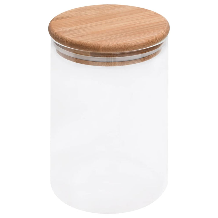 Pots de stockage vidaxl avec couvercles en bambou 4 st 800 ml de verre